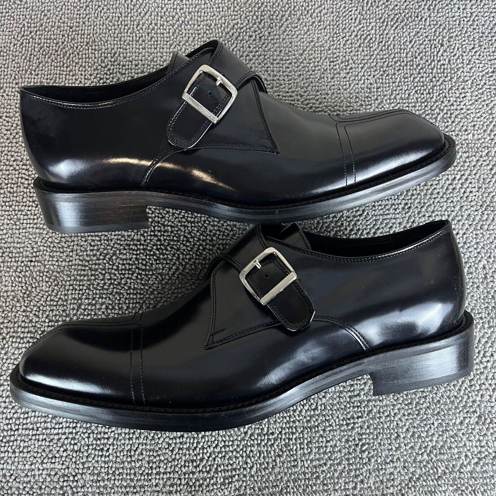 Mercanti Fiorentini Monk Strap Slip On Black Leather Dress Shoes Men's Size 12